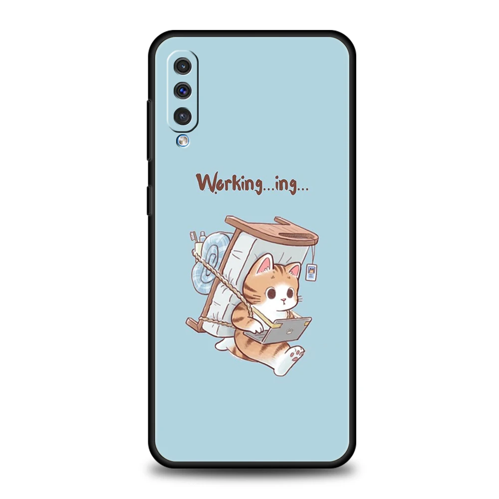 Cartoon Funny Cat Phone Case for Samsung Galaxy A24 A13 A53 A73 A33 A22 A12 A02 A03 A05 A70 A50 A10 A20 5G Silicone Shell Capas