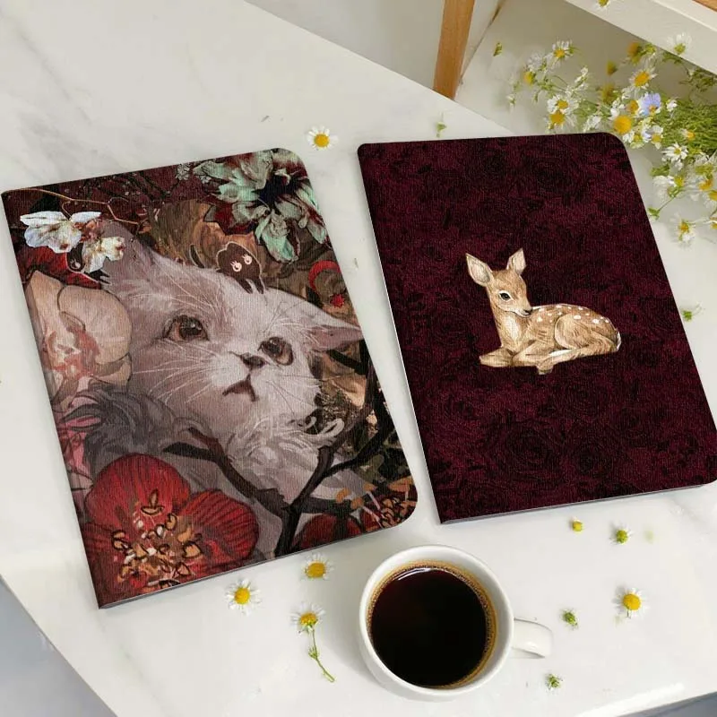 

Чехол для планшета с цветочным рисунком белого кота для Huawei Honor MatePad MediaPad Air 5 6 7 11 V6 V7 V8 V9 X9 X8 T10 T10s C5e T5, подарок