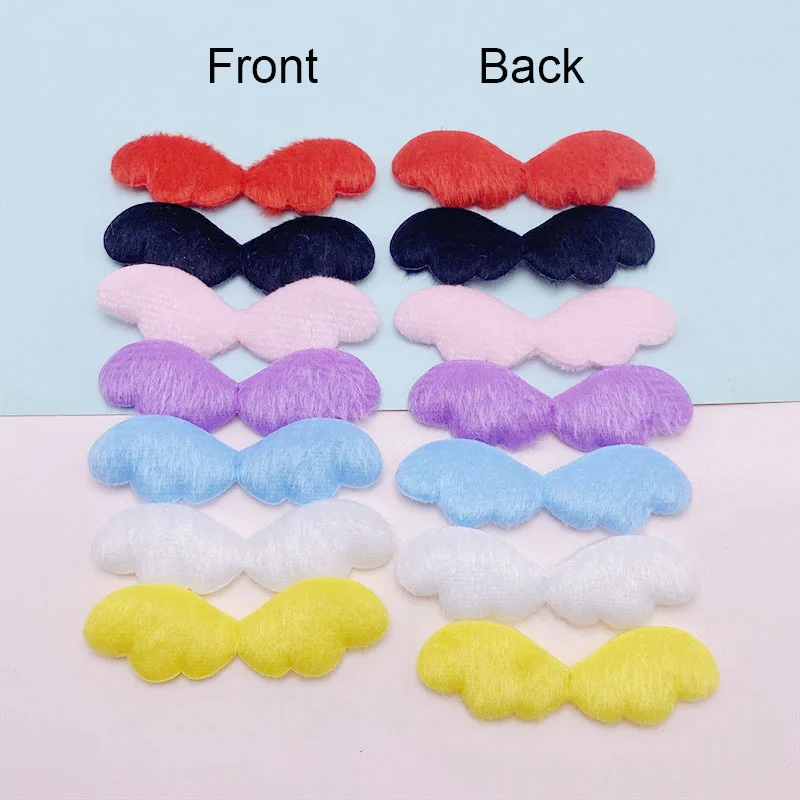 42Pcs 6x2CM Felt Angel Wing Padded Appliques For Children Hat Sewing DIY Headband Hair Clip Accessories Patches