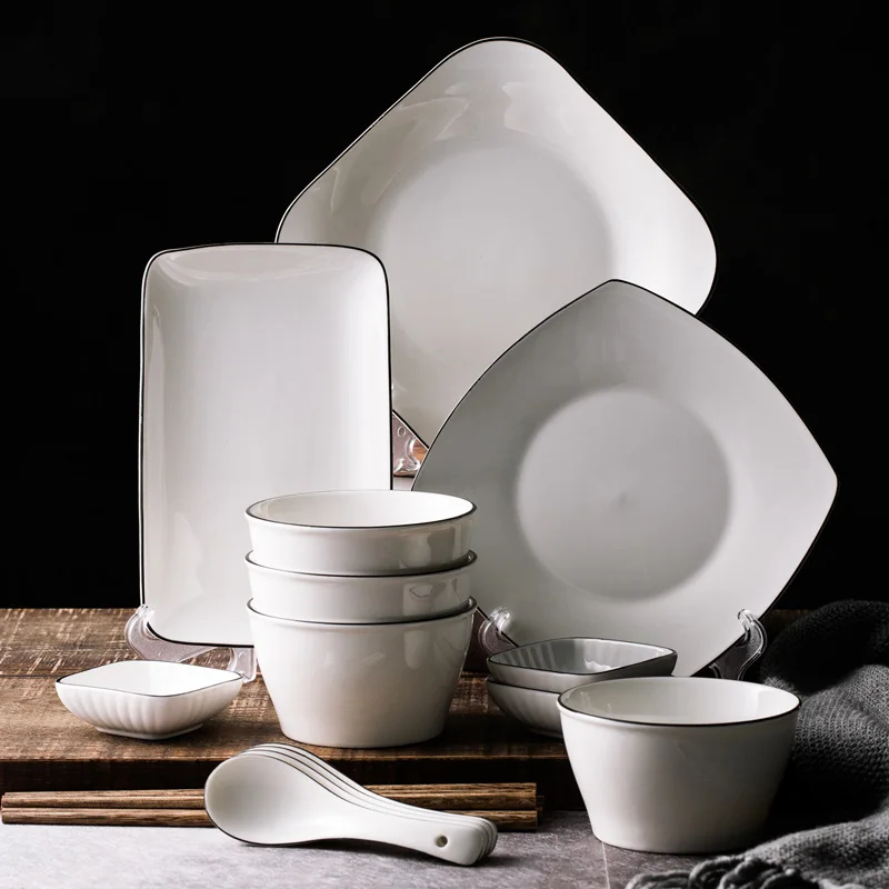 Bowl and plate set, household ceramics, Nordic creative and minimalist eating, housewarming tableware, and dish plates