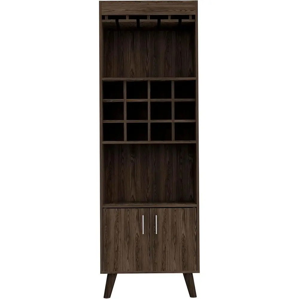 

Изысканная винная полка и барный шкаф с отделкой под орех, 12 отсеков, 2 уровня