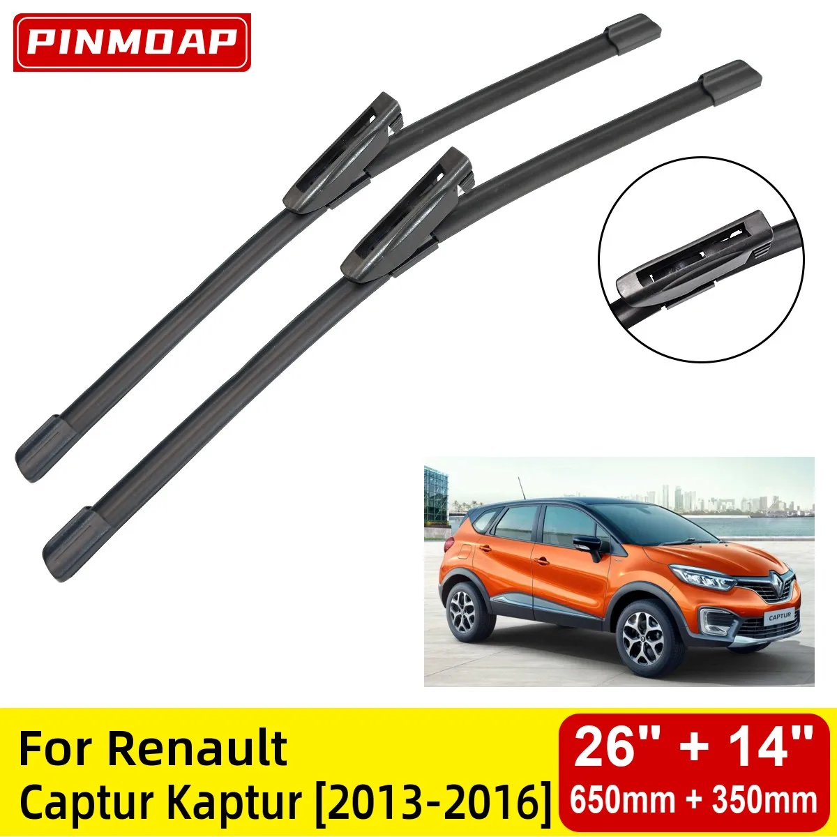 

Front Wiper Blades For Renault Captur Kaptur 2013-2016 Windshield Windscreen Window 26"+14" 2013 2014 2015 2016