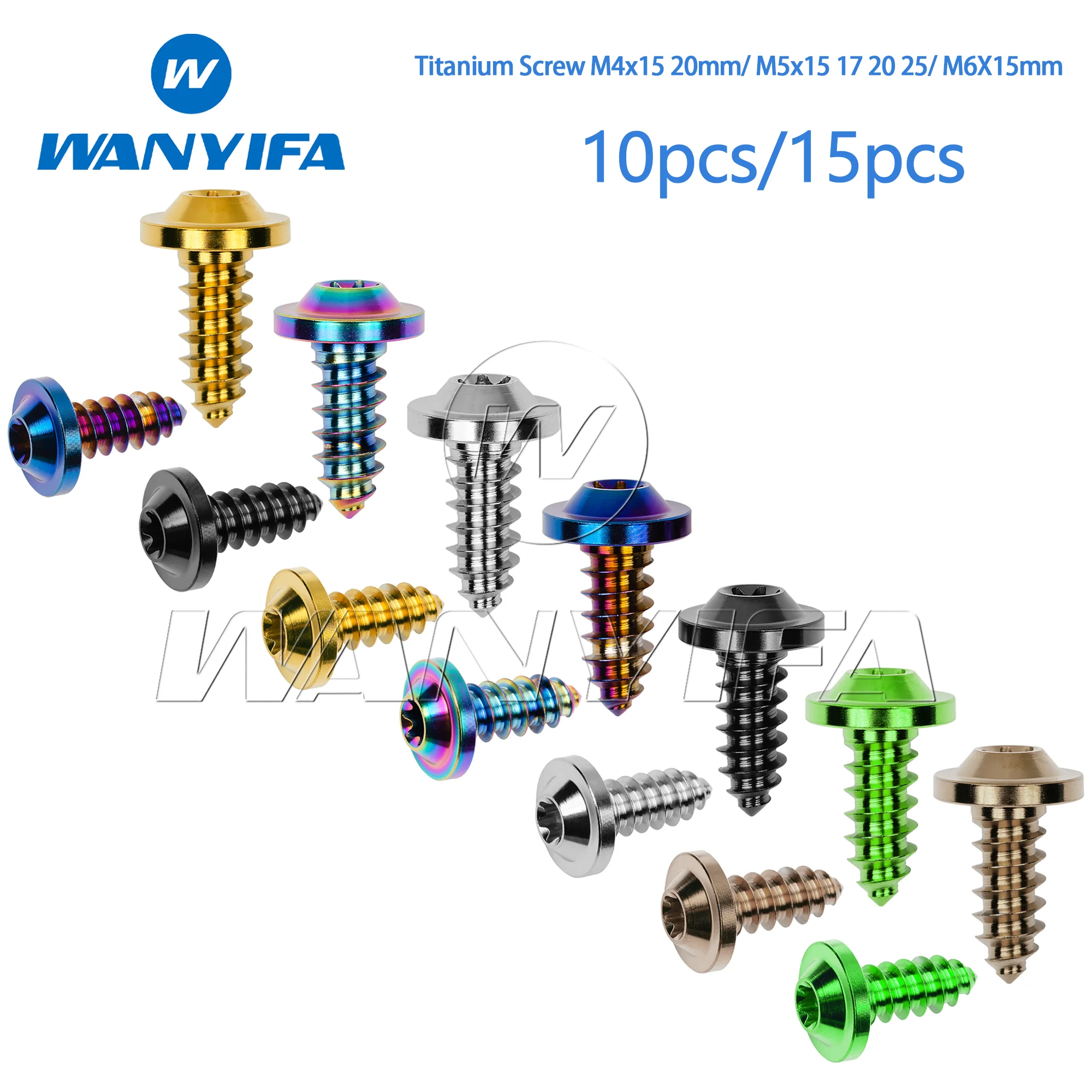 

Титановый винт Wanyifa M4x15 20 мм/M5x15 17 20 25/M6X15 мм, саморезная кнопка Torx, винт для мотоцикла, велосипеда, автомобиля, 10/15 шт.