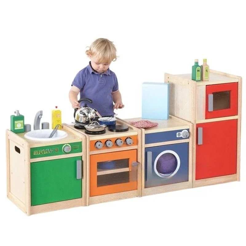 Furniture Preschoolers Kitchen Game Sets Nursery Pretend Cooking Games Kindergarten Wooden Cosplay