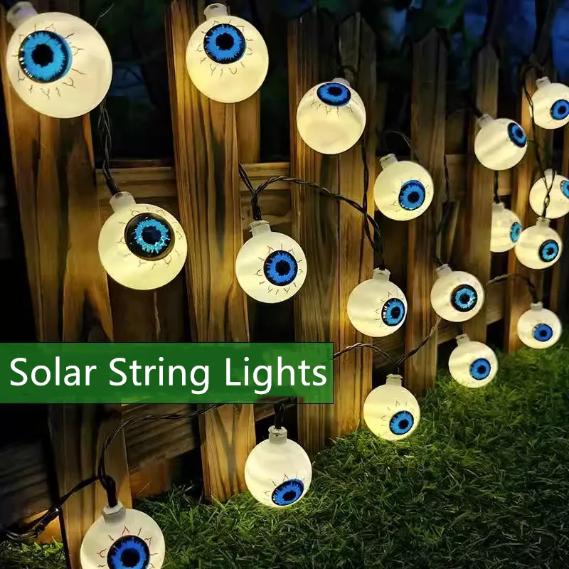 Luzes solares string para decorações de natal, dia das bruxas, globo ocular, luzes led, impermeável, alimentado pátio luz, festa de jardim, 216, 2023