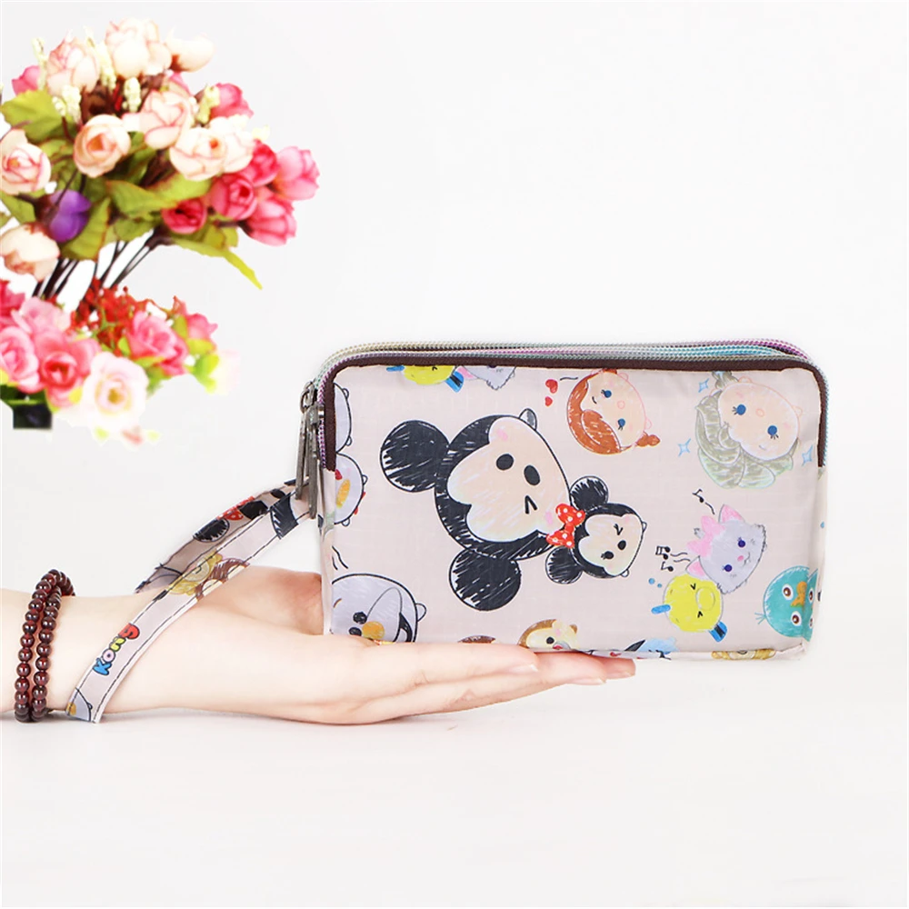 Disney Mickey Carteira dos desenhos animados para mulheres, bolsa longa feminina, titular do cartão, estojo de embreagem, bolsa do telefone móvel, design de marca de luxo