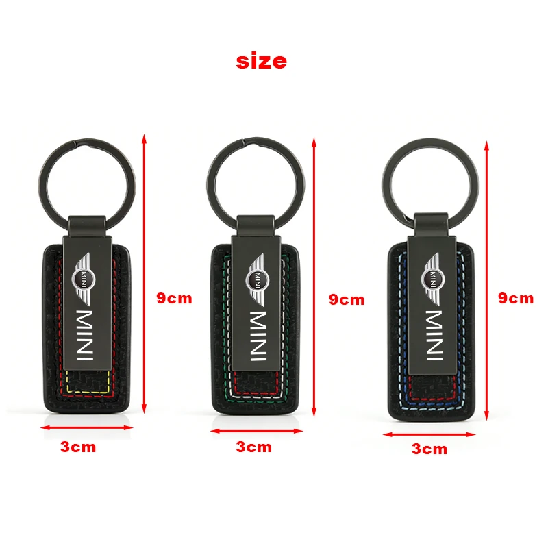 1pcs Carbon fiber leather keychain pendant, car keychain pendant For Mini Cooper R50 R53 R55 R56 R60 R61 F54 F55 F56 F60 Clubman view 2
