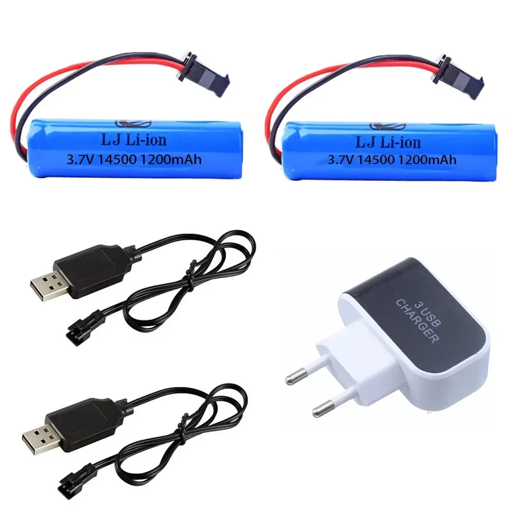 

14500 3.7V 1200mah Battery and charger For C2 D828 RC Stunt Dump Car Toy Accessory 3.7V 14500 Li-ion battery with SM-2P Plug