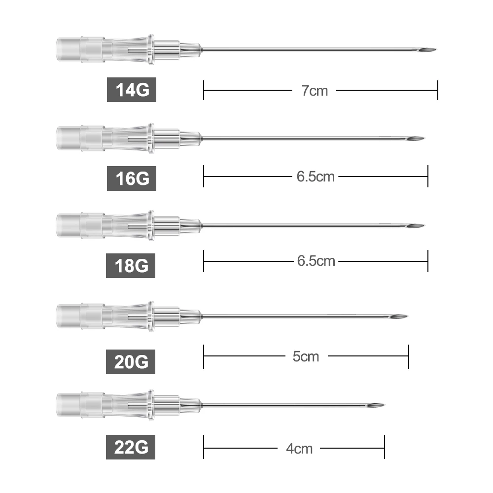 Agujas estériles desechables para Piercing, herramienta para perforación corporal, 14G, 16G, 18G, 20G, 22G, 5/10/50/100 piezas