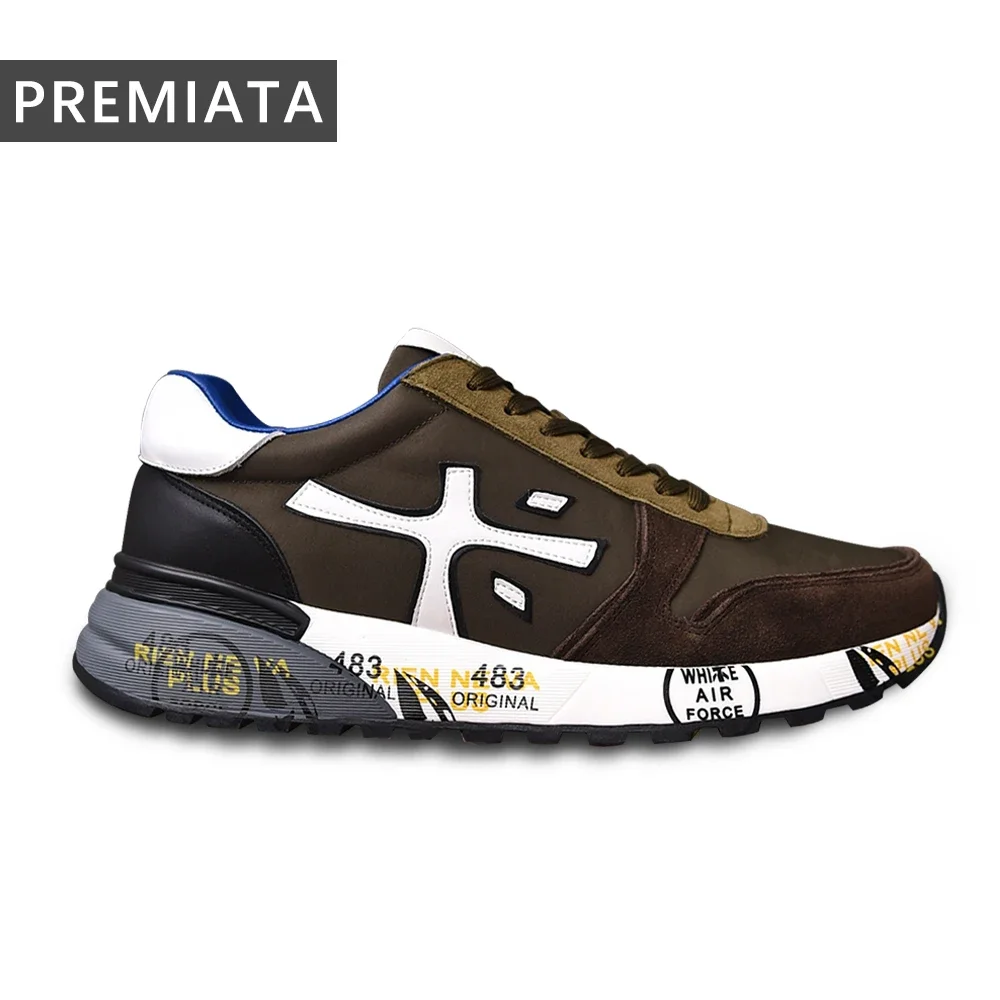 PREMIATA 남성용 경량 스웨이드 메쉬 통기성 캐주얼 스포츠 신발, 스트리트 트렌드 패션, 레트로 올매치 댐핑 러닝화, 럭셔리