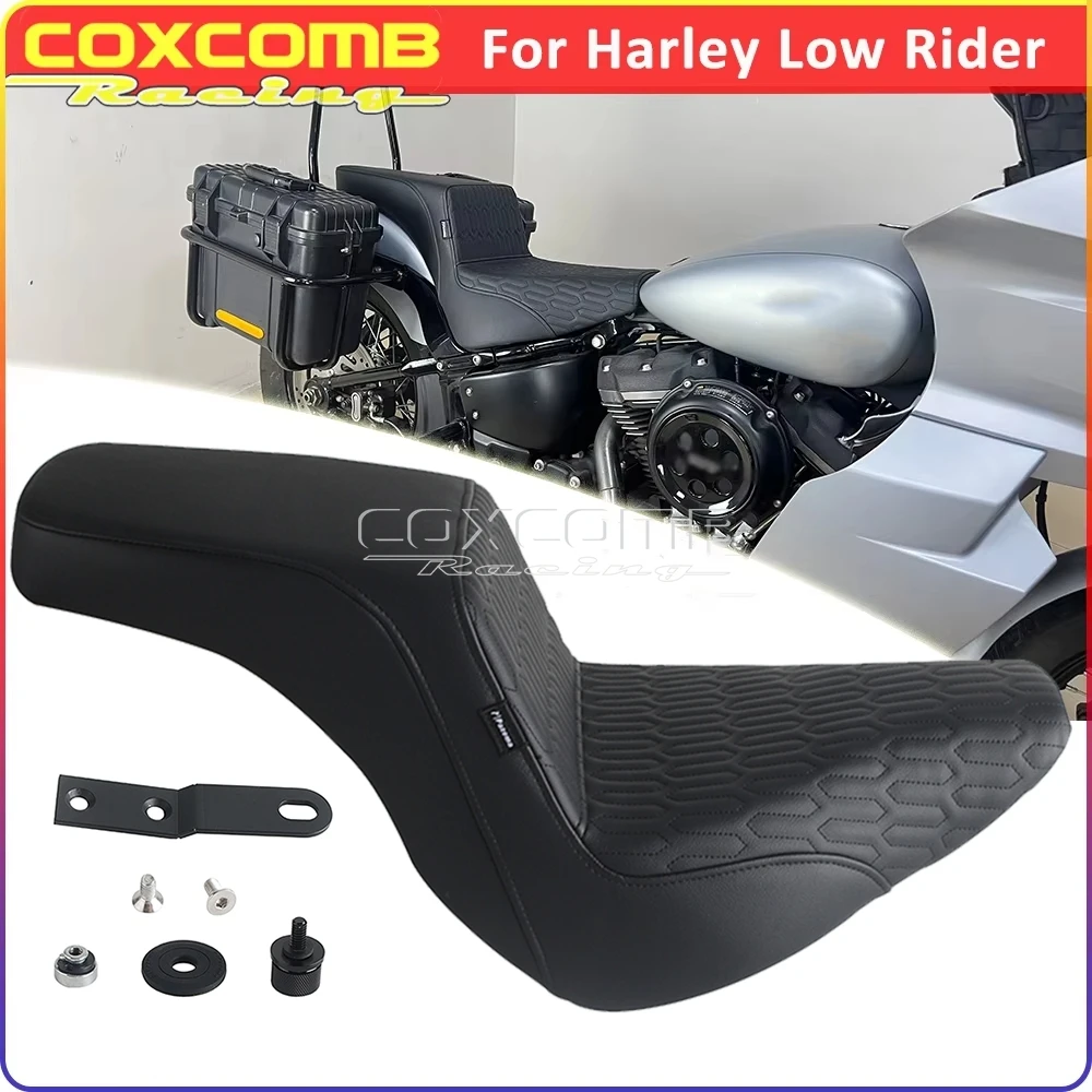Two-up Gel Pad Motorcycle Seat Front Rear Driver Passenger Seat Cushion For Harley Softail Low Rider S ST FLSB FXLR FXLRS FXLRST