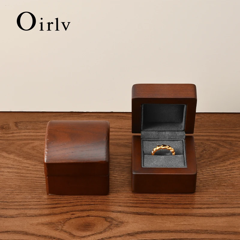 

Oirlv коробка для колец из цельного дерева для мужчин и женщин свадебное предложение ювелирные изделия подарочная коробка для хранения экологически чистый деревянный футляр для колец