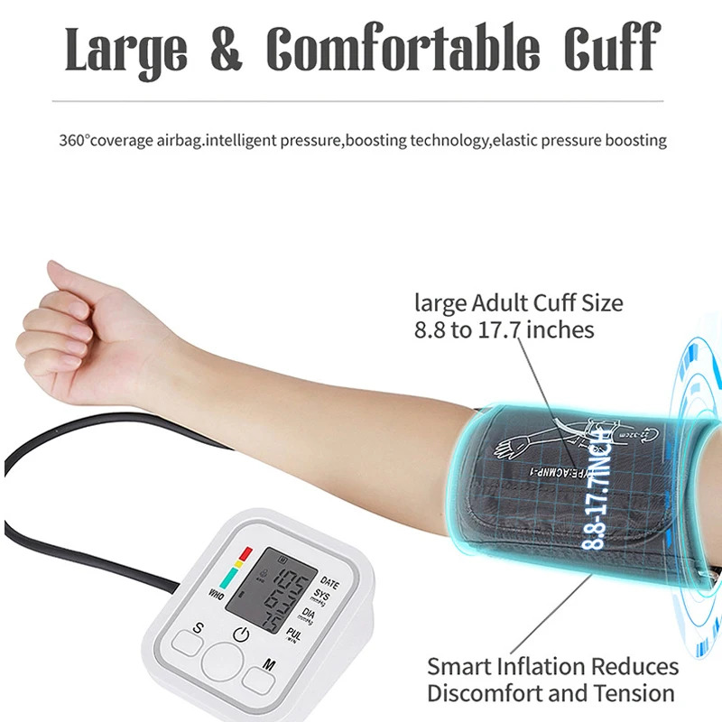 Digital Tensiometers Blood Pressure Monitor Daumanometer Upper Arm Medical Sphygmomanometer Voice LCD Monitor Automatic