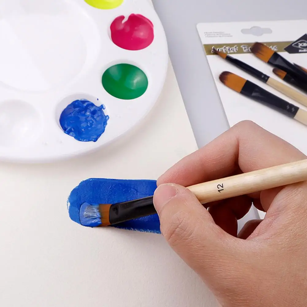 6Pcs/Set  Watercolor Paint Brushes Durable Soft Nylon Bristle Pens Painting Brushes High Tenacity Reusable Paint Brushes