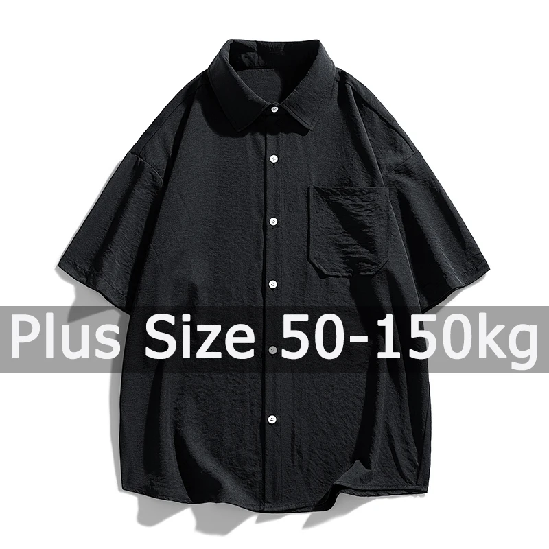 

Женская рубашка больших размеров 7XL 8XL 50-150 кг с коротким рукавом, свободные однотонные топы большого размера, женская одежда Blusas Mujer De Moda