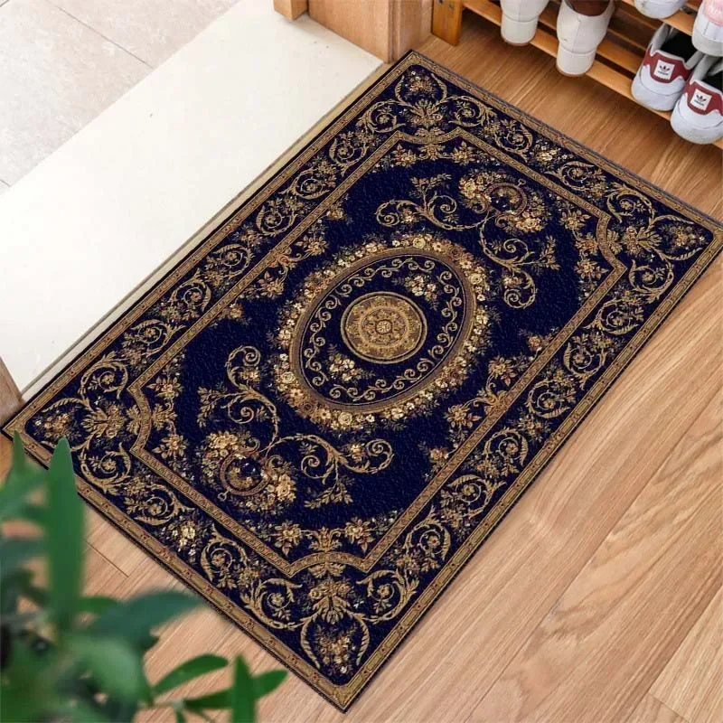 Neoclassical Ornate Style Carpet Bathroom Non-silp Doormat Suitable for Livingroom Entrance Decorate Accessory Bedroom Floor Pad