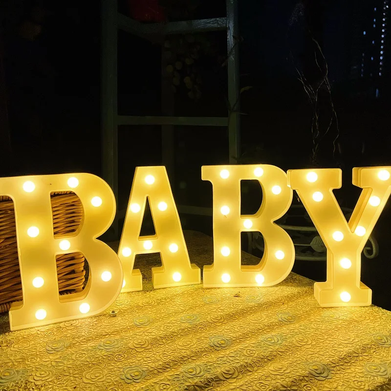 16cm Alphabet Letter LED Lights Luminous Number Letter Lights Sign Up Lamp Battery Night Light for Home Wedding Birthday Decora