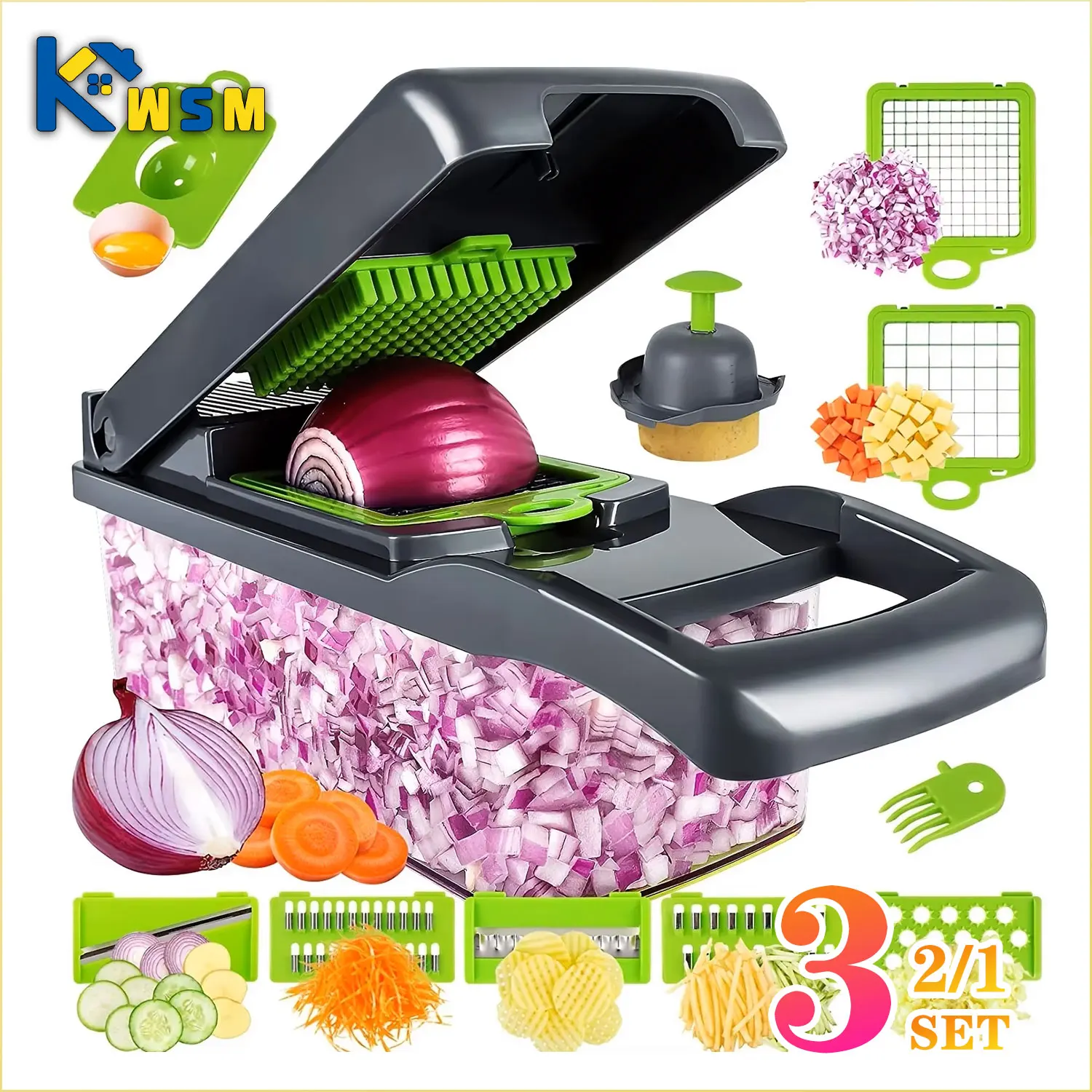 14in1 Multi-function Vegetable Cutter Vegetable Dicer Slicer Shredder Onion Dicer Vegetable and Fruit Tools Kitchen Accessories