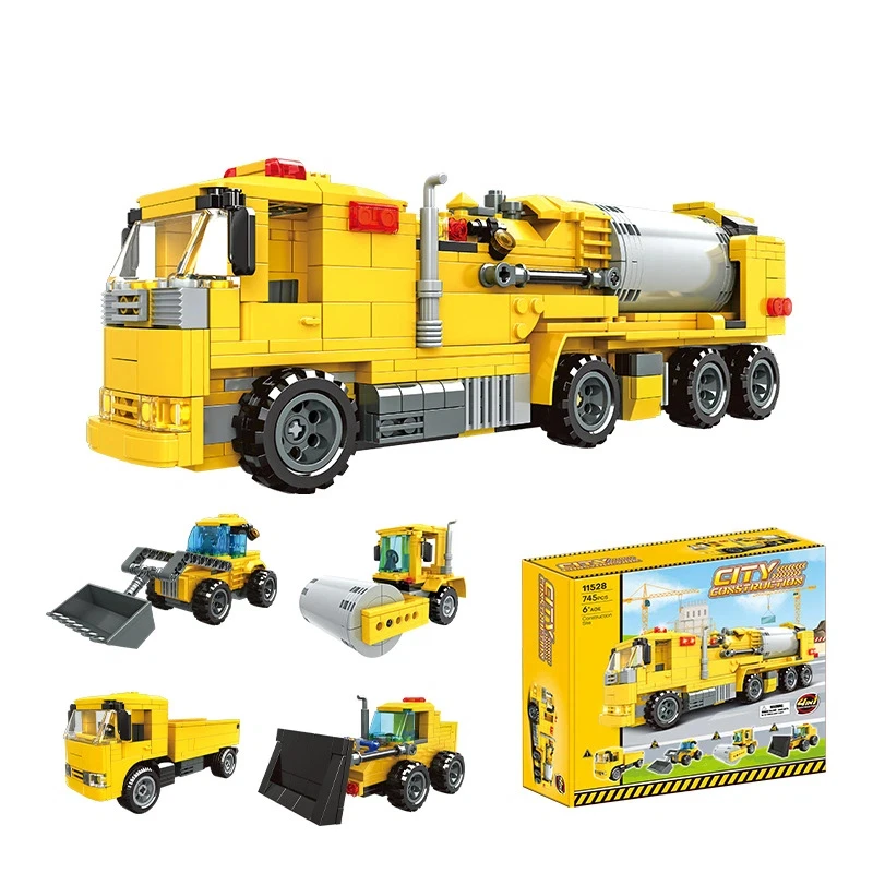 745 Pcs City 4 in 1 Kendaraan Konstruksi Blok Bangunan Excavator Dump Truck Mobil Batu Bata Mainan Edukatif Untuk Anak Laki-laki Hadiah Anak-anak