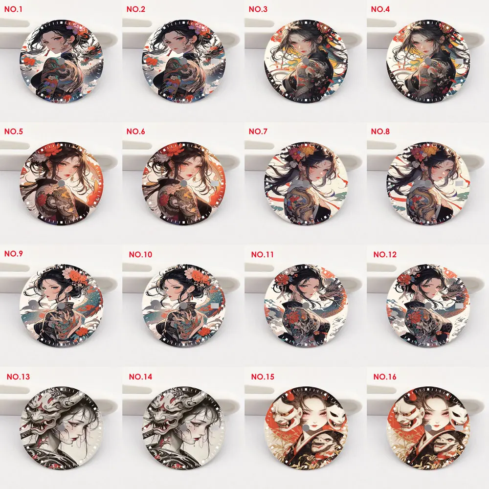 28.5mm dial with Jap elements NH35 dial creative color printing series dial is suitable for NH35/36 movement watch accessories