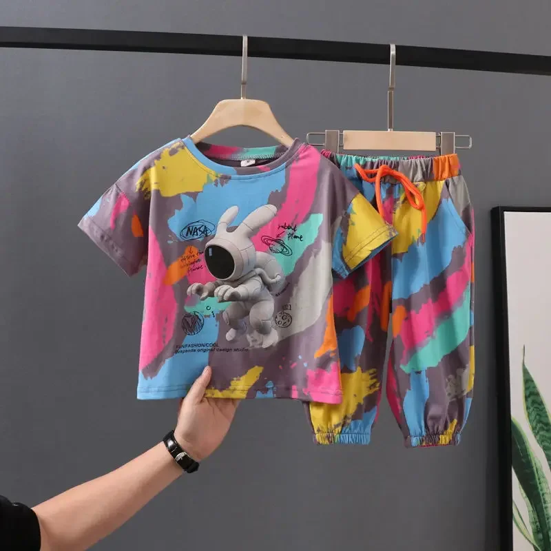 

T-shirt + Shorts Clothing Boys Tracksuit Children Baby Clothes 0-9Years Summer Casual Kids Clothes 2 Piece Set Clothing Cool Boy