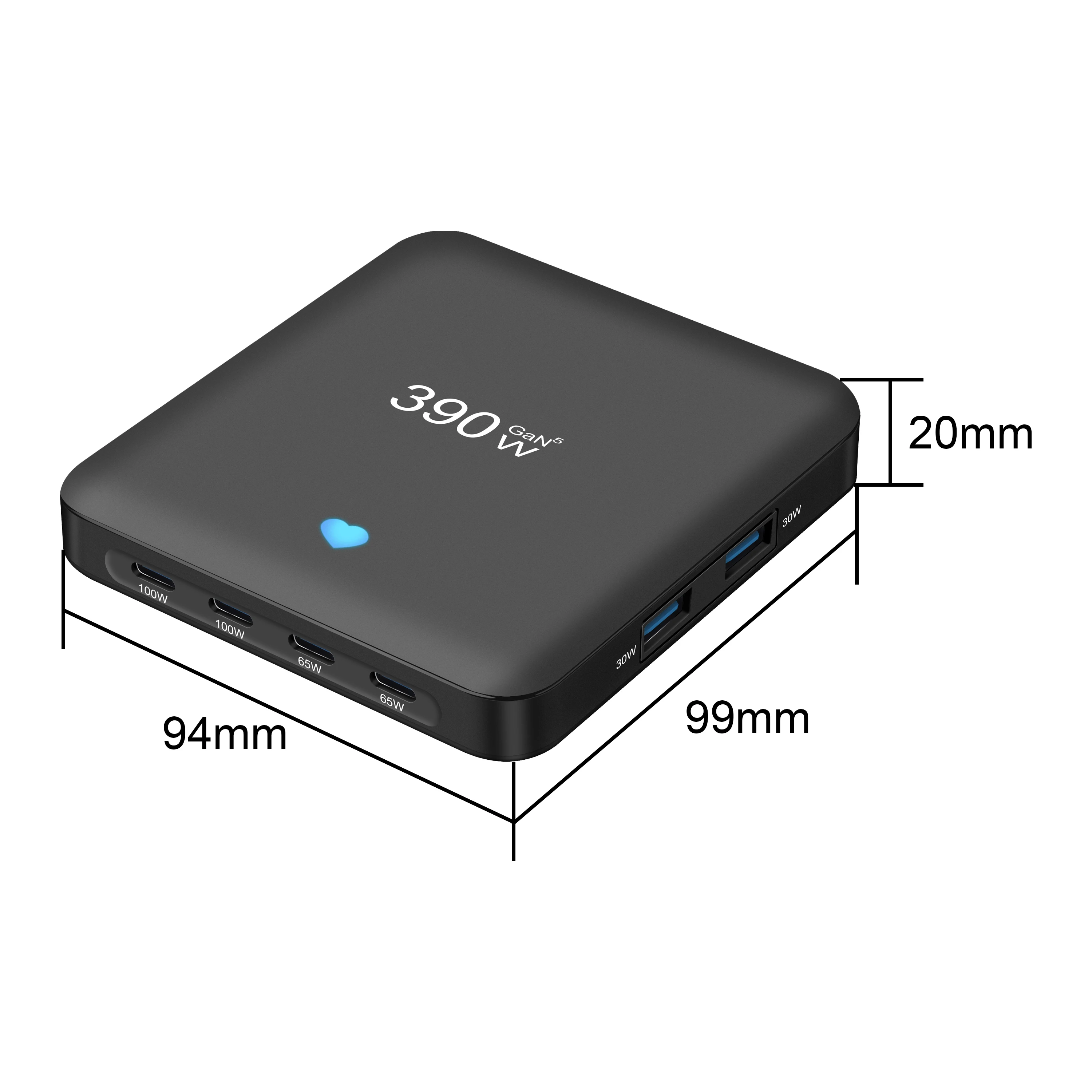 390W GaN Desktop Charger 8-port Type C PD Charger 3.0 Type C Portable Fast Phone Charger For Samsung Iphone17 16 15 Pro Max
