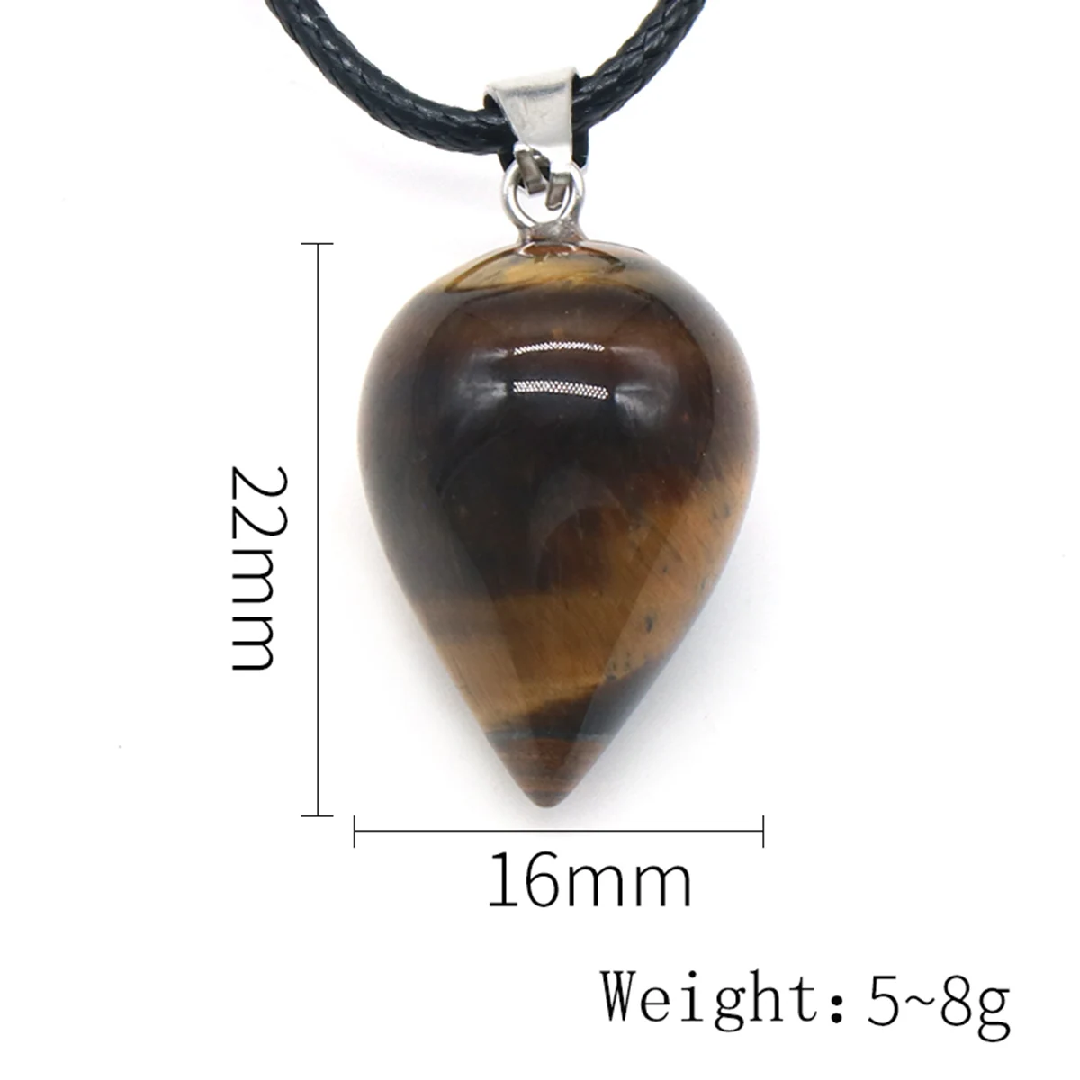 Natural Stone Necklace Pendant Drop Shape Rose Quartz Amethyst Agate Opal Yellow Jade Necklaces for Women Men Jewelry 22x16 mm