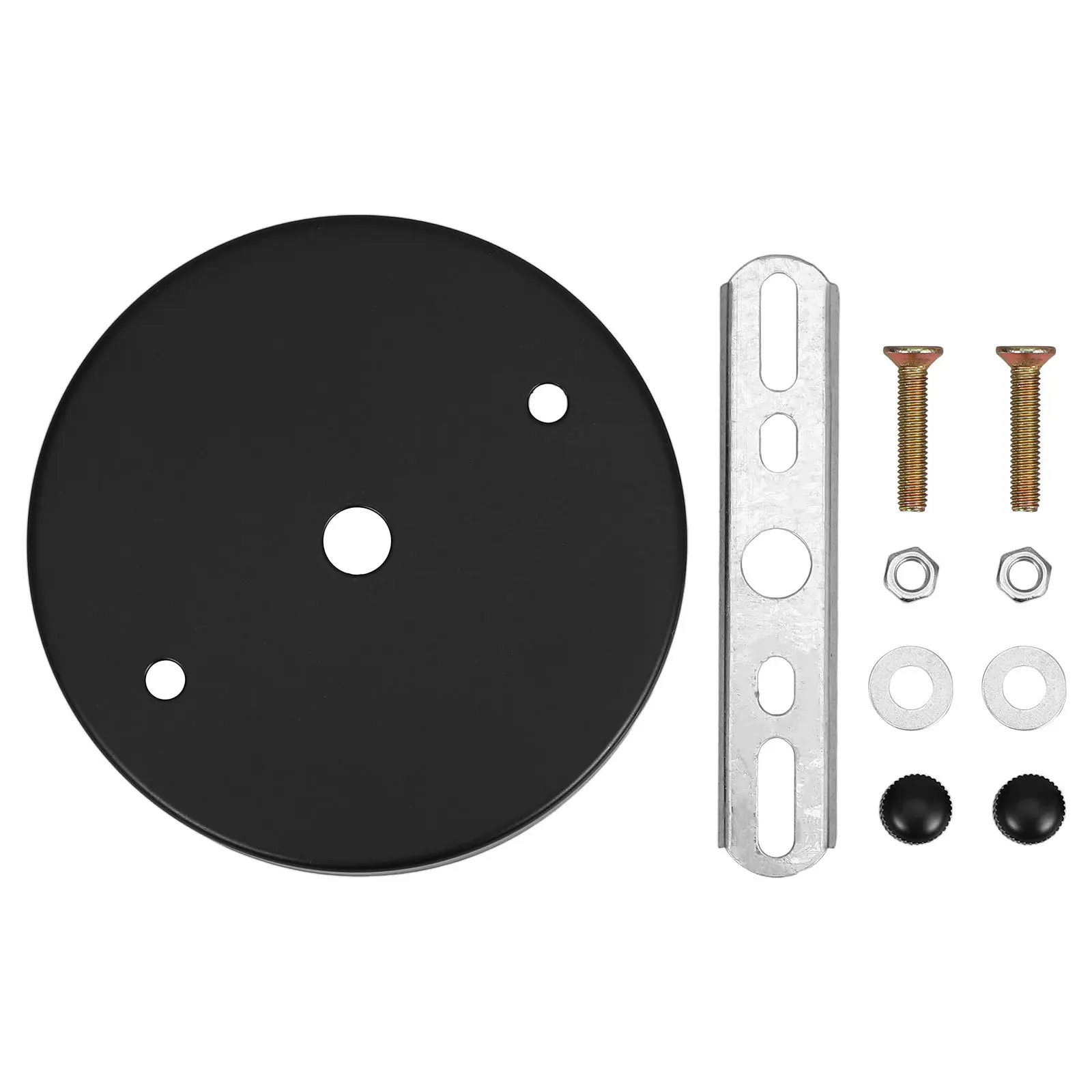 

3Sets Black Ceiling Base Canopy Kit Vintage Design Durable Metal Hardware Easy Installation Ceiling Light Fixture Flush Mount