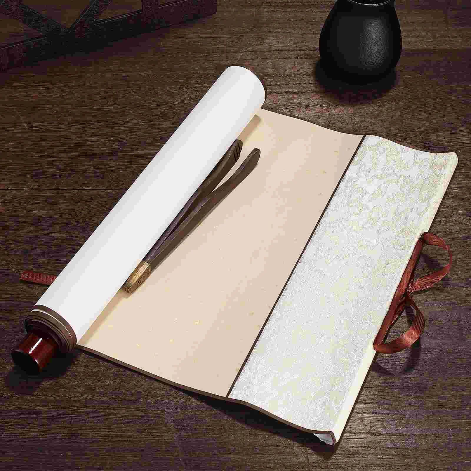 Scrapbook French Painting and Rice Paper Office Joke Scroll for Speech Extra Long Wooden Single Hanging Scrolls