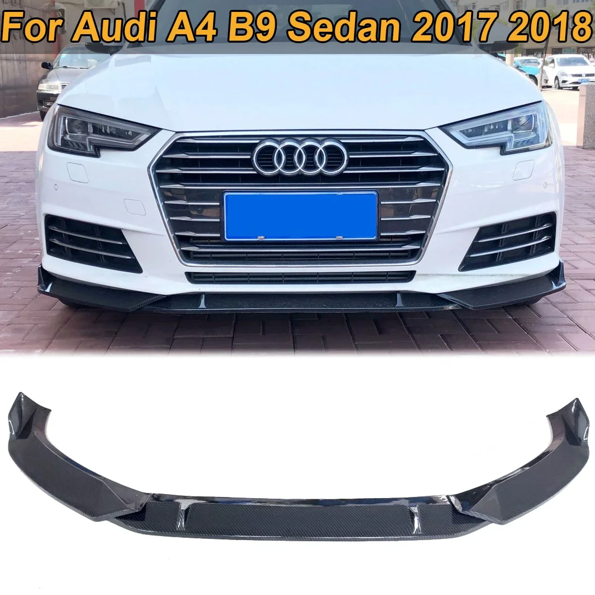 

For Audi A4 B9 Sedan 2017 2018 Front Bumper Lip Spoiler Side Splitter Diffuser Cover Body Kit Deflector Guard Car Accessories