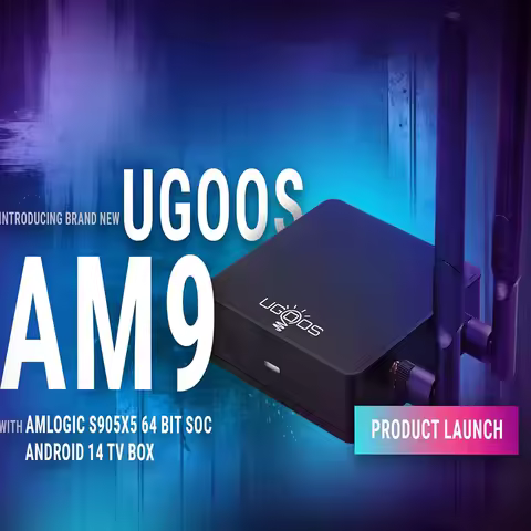 UGOOS AM9 Smart Tv Box Android 14.0 Amlogic S905X5 Cortex-A510 LPDDR4X 4GB 64GB WIFI6 BT5.2 Lan Set Top Box 8K Media Player