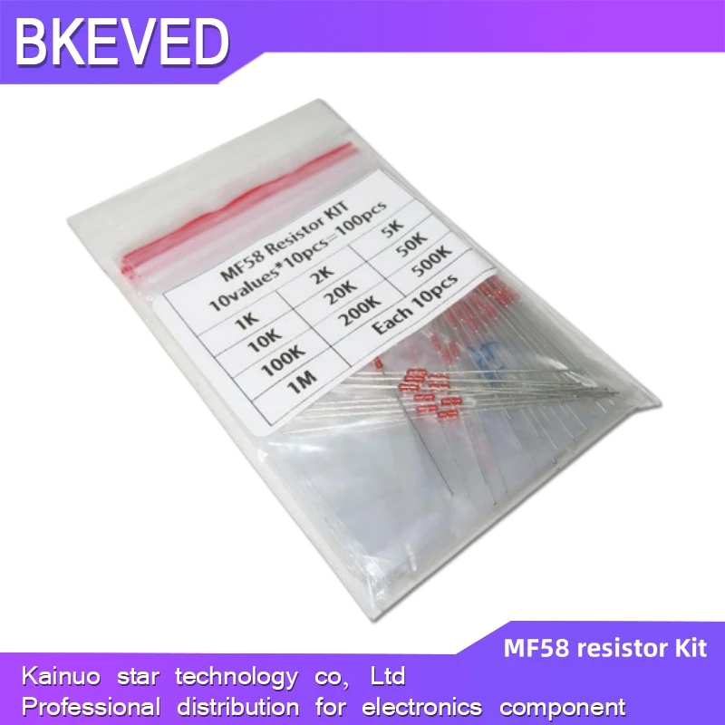 100pcs=10value*10pcs MF58 Thermistor Resistor Kit NTC-MF58 1K 2K 5K 10K 20K 50K 100K 200K 500K 1M 5% 3950B