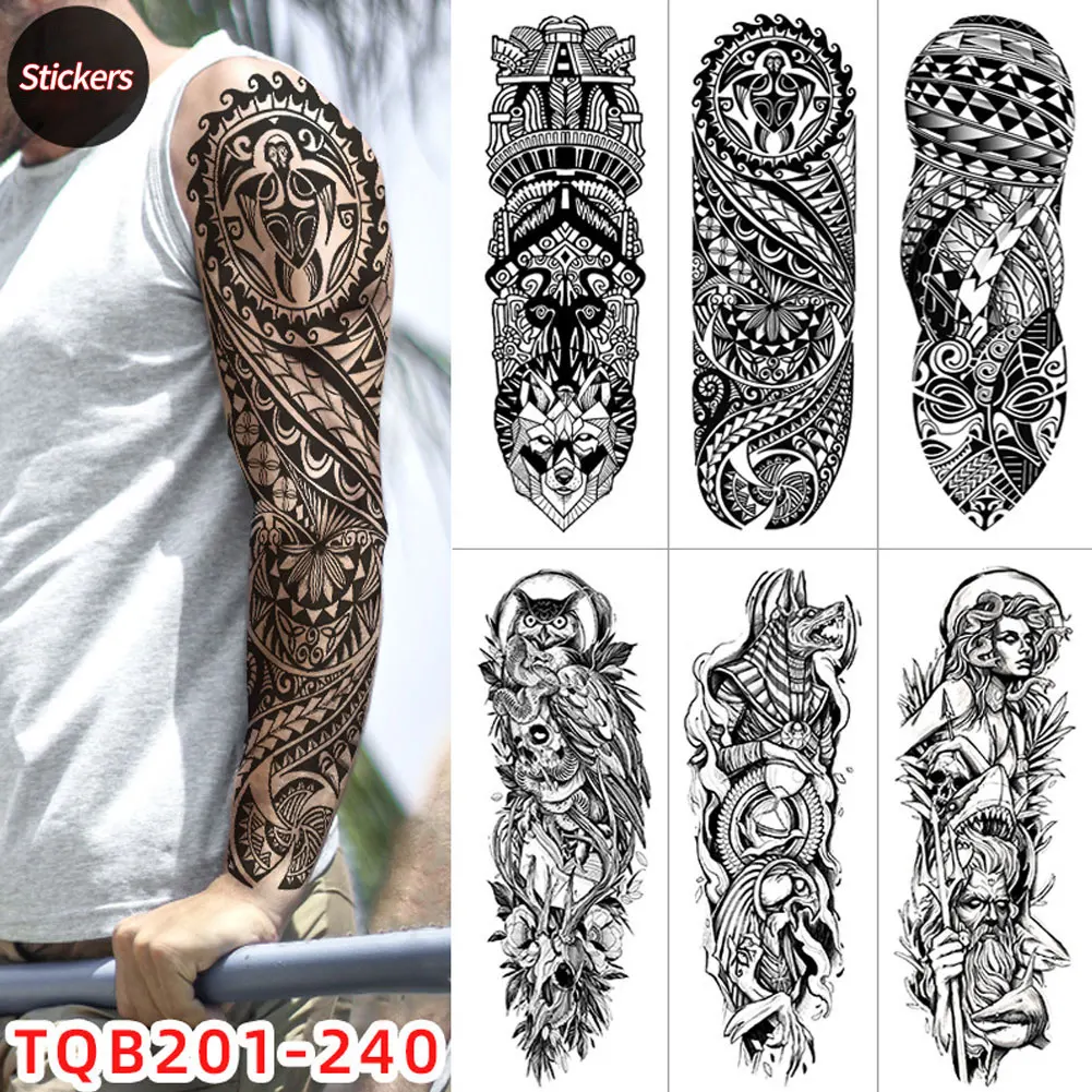 Large Arm Sleeve Tattoo Japanese Dragon Prajna Waterproof Temporary Tatto Sticker Mechanical Body Art Full Fake Tatoo Women Men