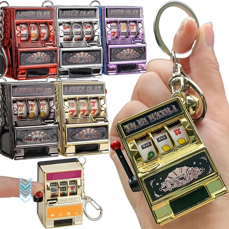 Creative Lucky Jackpot Mini Fruit Slot Unisex Machine Arcade Keychain Gifts Educational Toy Coin Operated Games Gambling Machine