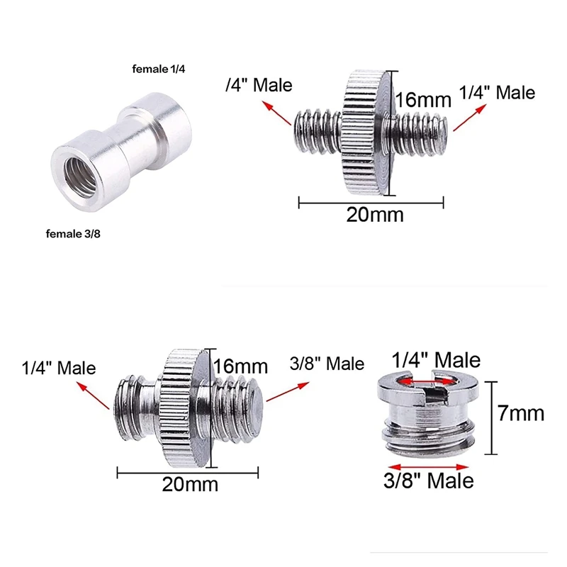 23Pcs 1/4 Inch And 3/8 Inch Camera Converter Threaded Mount Screws Set Hot Shoe Adapter Mount Camera Ball Head Set