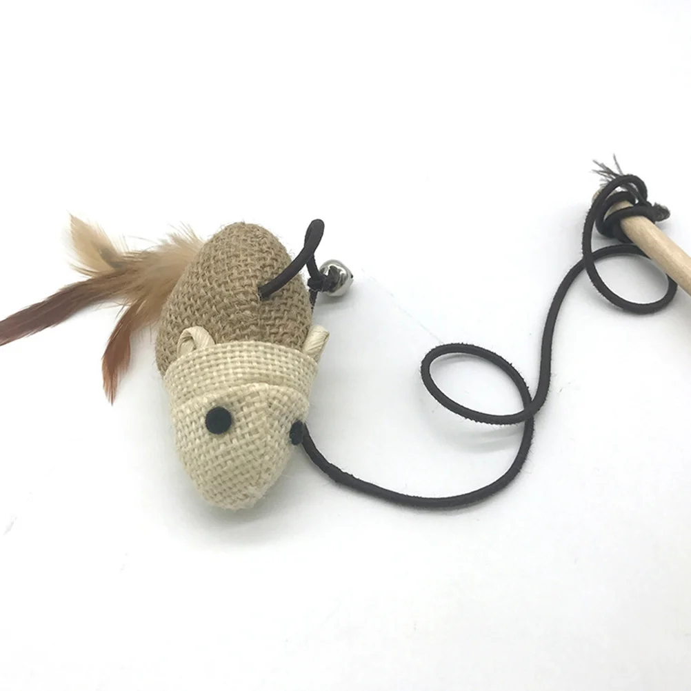 

3Pcs Cat Teaser Rod Mouse Sound Interactive Fun Engagement Wand Lengthened Handle for Kitten Cat Teaser Pet