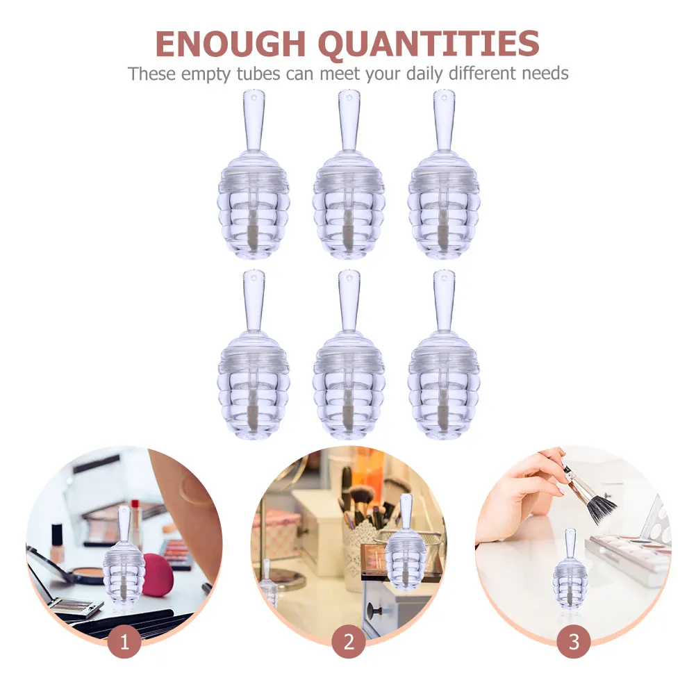 

6pcs Honeycomb Gloss Empty Tube Transparent Mini Dispenser Diy Lip Balm Container Lipstick Holder Clear Glaze Bottle
