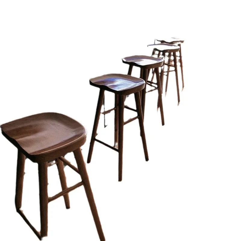 Nordic simple log bar chair high stool stool solid wood stool cafe reception chair