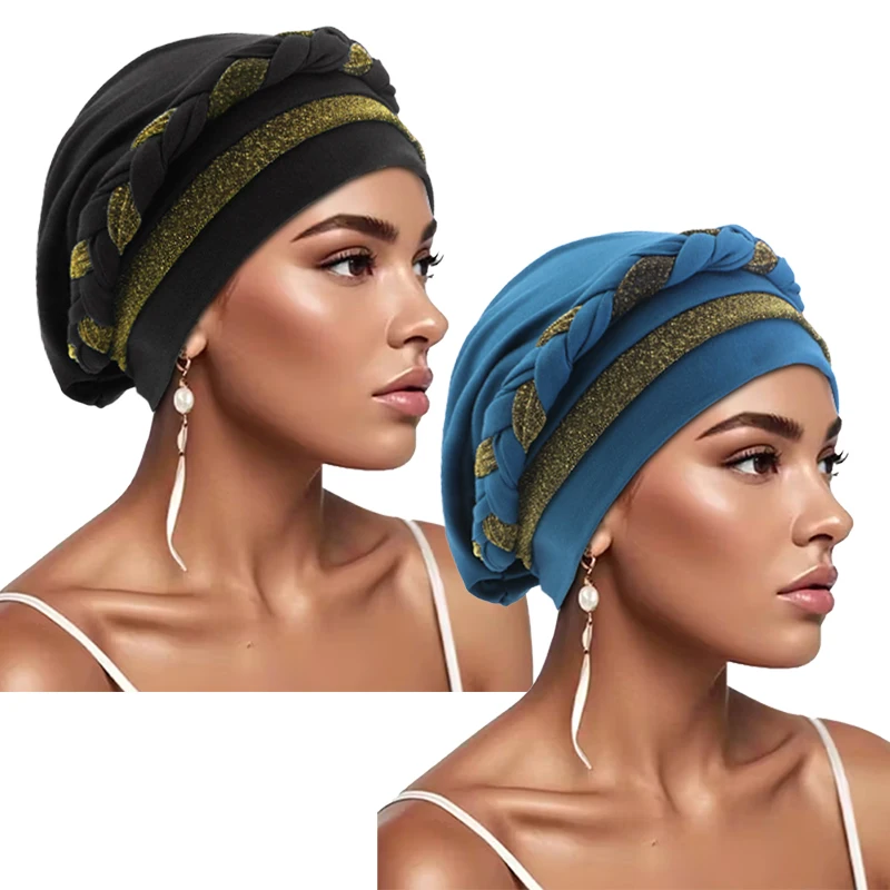 2 TEILE/LOS Mode Frauen Turban Hijab Hüte Afrikanische Kopf Wraps Weiche Elastische Muslimischen Hüte Atmungsaktive Chemo Kappe Für Frauen Mädchen – Detail 8