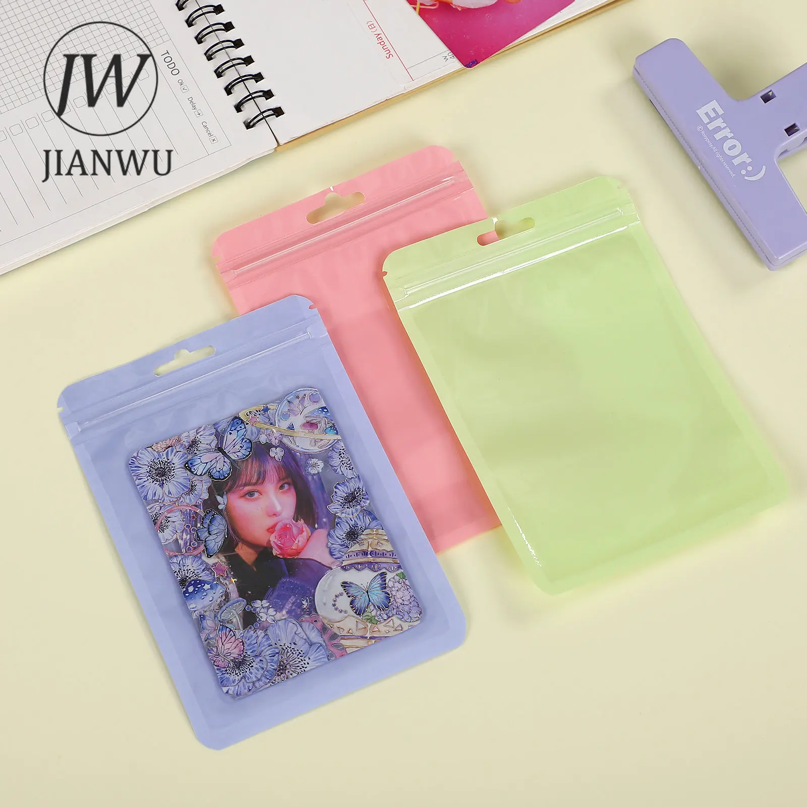 JIANWU 20 Pcs/set Macaron Color Card Sleeve Mini Ziplock Bag Simple Creative DIY Plastic Storage Bag Student Supplies