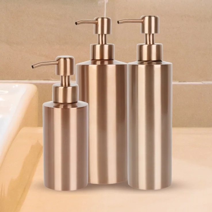 Stainless Steel Soap Dispenser 250ml/350ml/550ml Rose Gold Lotion Pump Refillable Bottles Metal Pump Hand Sanitizer Bottle