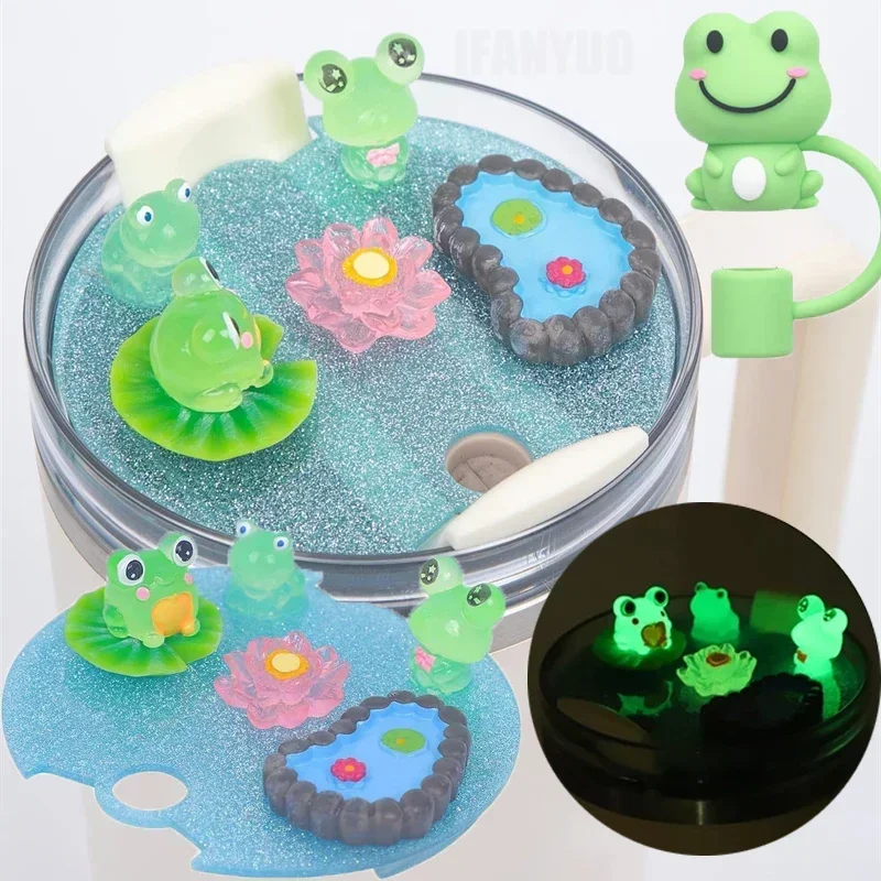 For Cup 40oz Frog Pond Water Cup Accessories Compatible With For 40oz Cup Lid Frog Straw Cap Decor Glow At Night Birthday Gifts