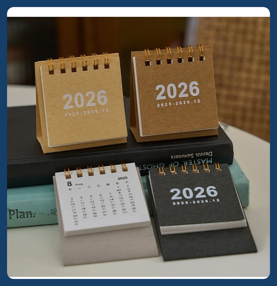 

Мини-простой календарь на 2026 год, маленький настольный календарь, креативный катушечный календарь-планировщик, украшение для рабочего стола, офисные канцелярские принадлежности