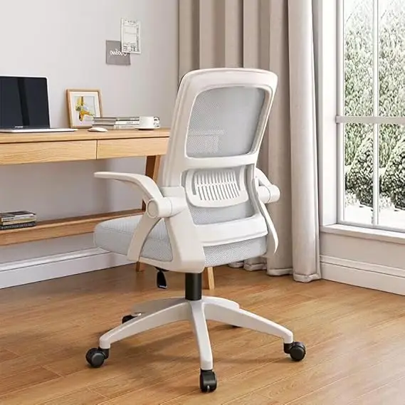 

Office Chair Ergonomic Breathable Mesh Chair High Back with Adjustable Height Swivel with Flip-Up Arms and Lumbar Support