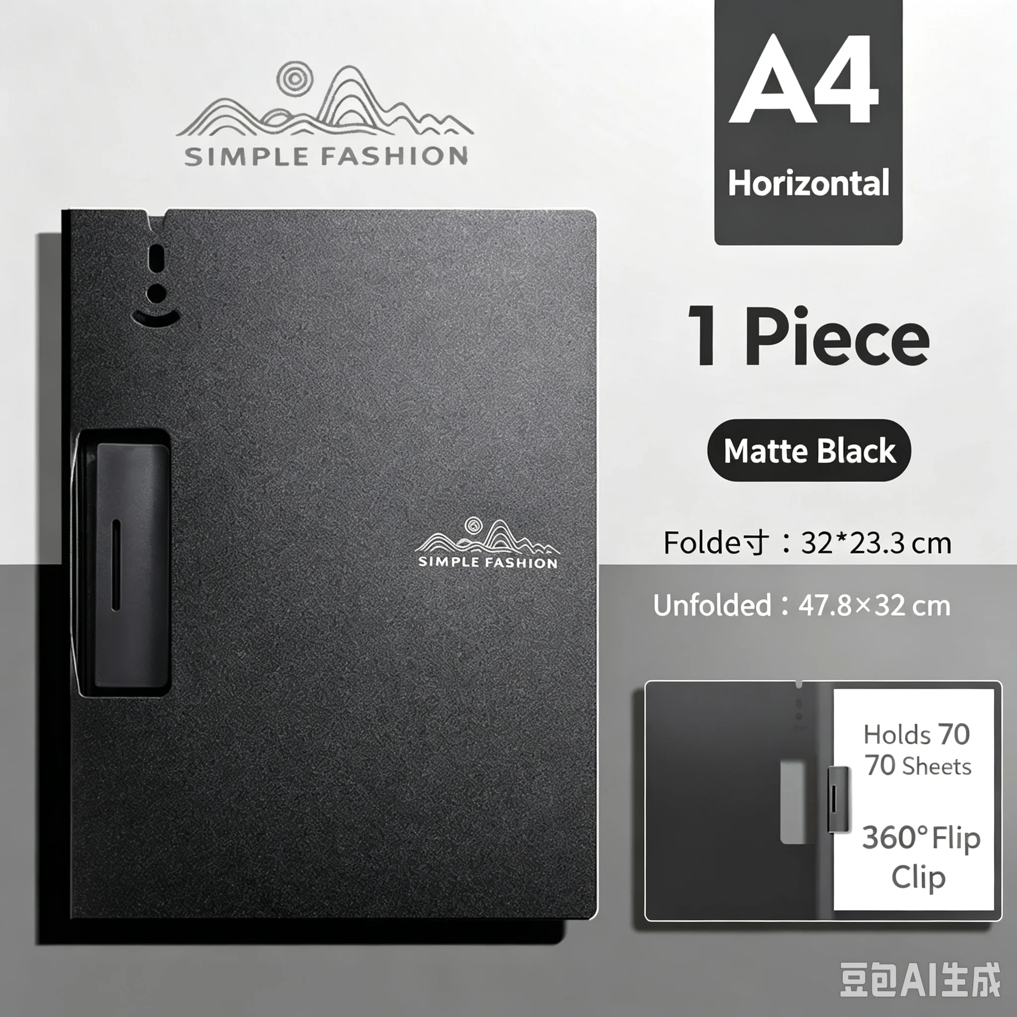 A4 Foldable Clipboard 360° Rotatable Writing Board Holder Holds 70 Sheets Vertical & Horizontal Document Folder for Office Schoo