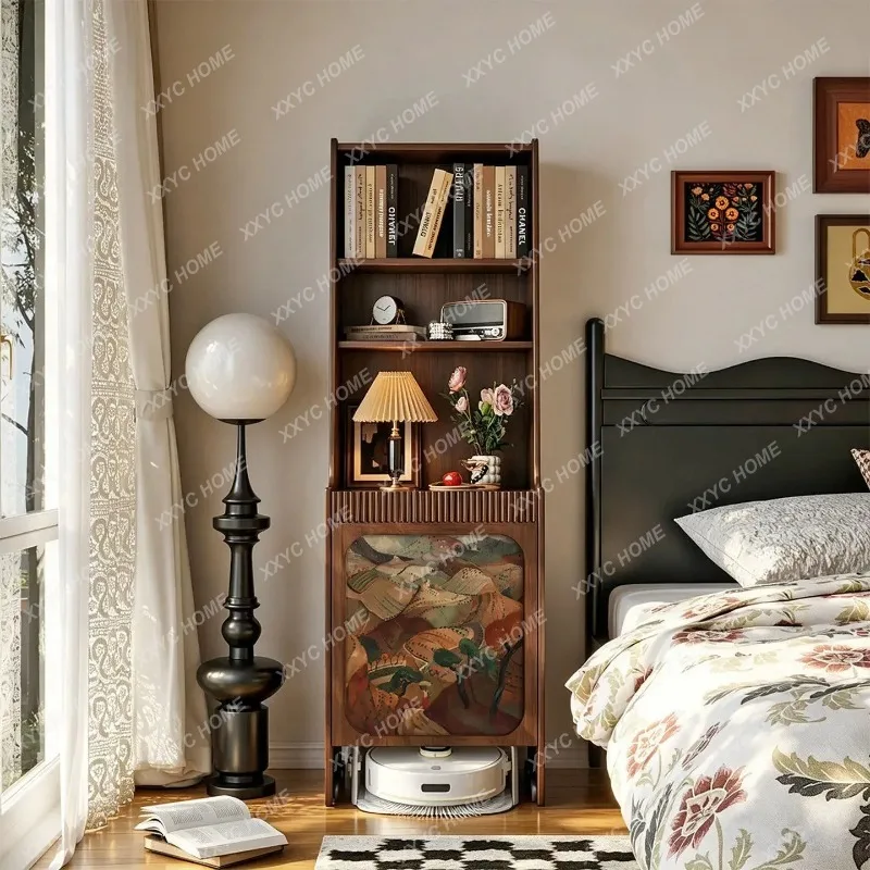 XXNew Chinese-style bedroom bedside shelf medium antique solid wood wall storage cabinet