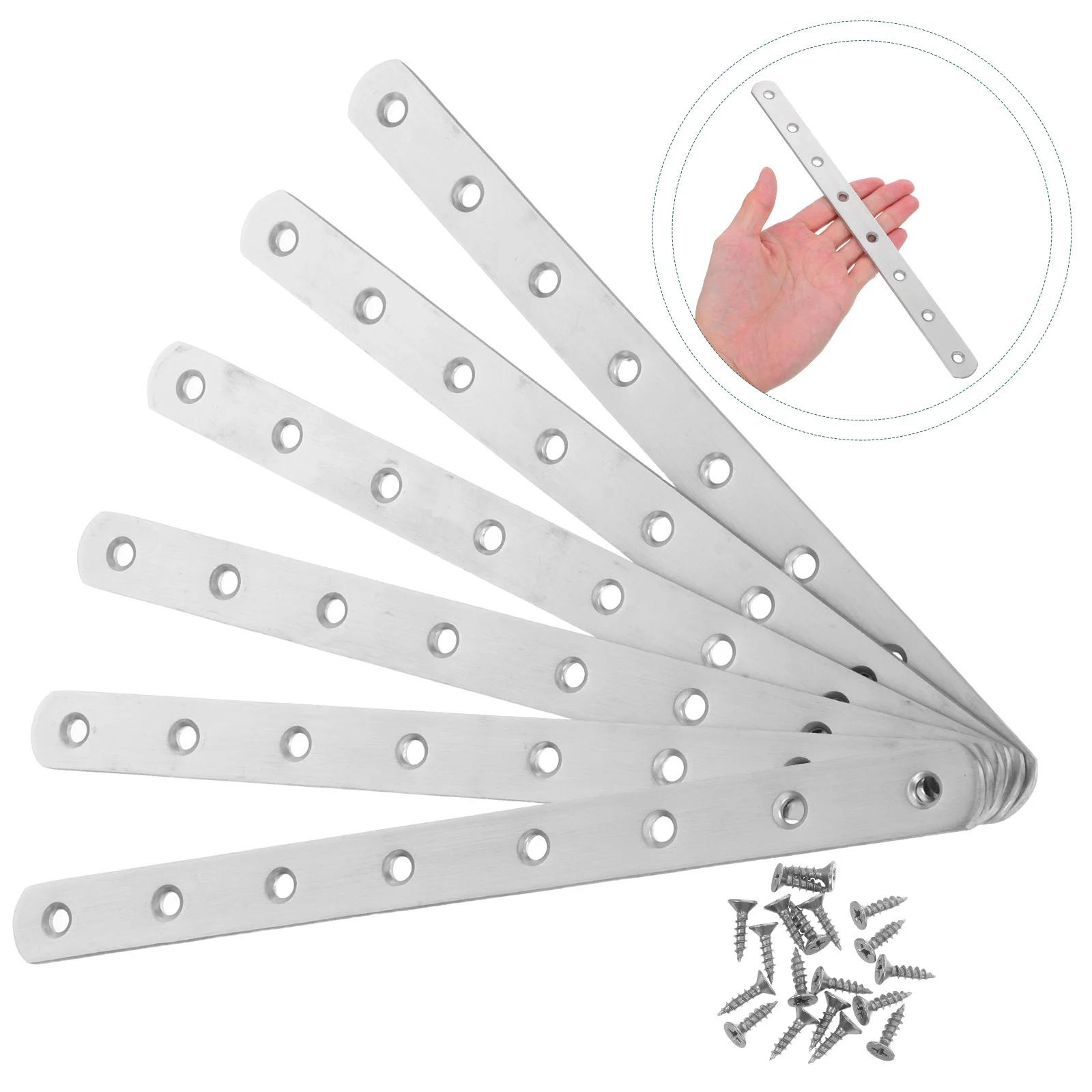 

6pcs Stainless Steel Flat Straight Bracket Corner Brace For Heavy Duty Furniture Repair Outdoor Structures Mending Plates Fixing