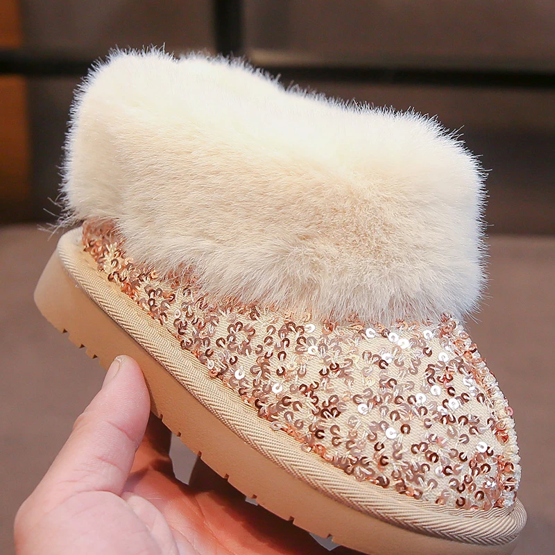 الأطفال أحذية قطنية شتاء دافئ الاطفال موضة الترتر الثلوج الأحذية في الهواء الطلق تنوعا عدم الانزلاق الفتيات السببية أفخم الأحذية الاتجاه #6