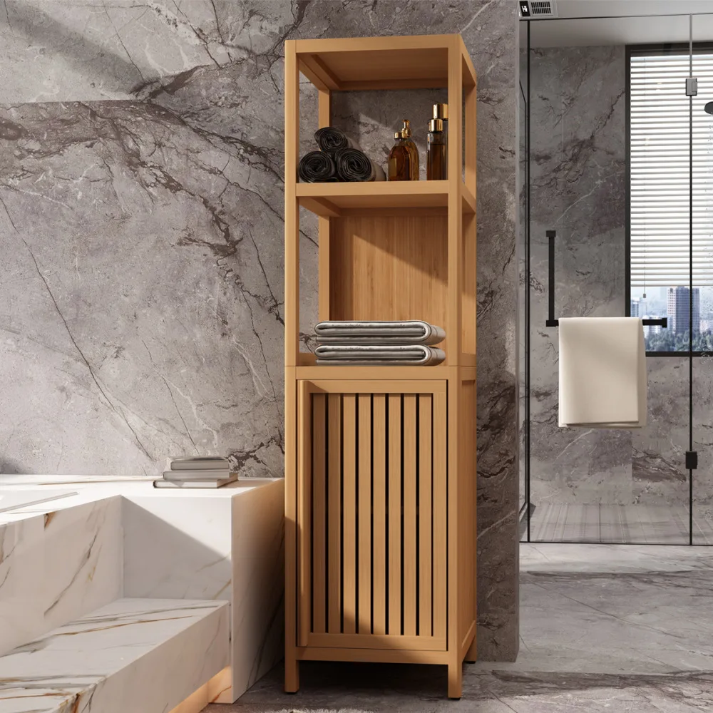 

Large capacity multifunctional bamboo storage cabinet furniture for bathroom and living room