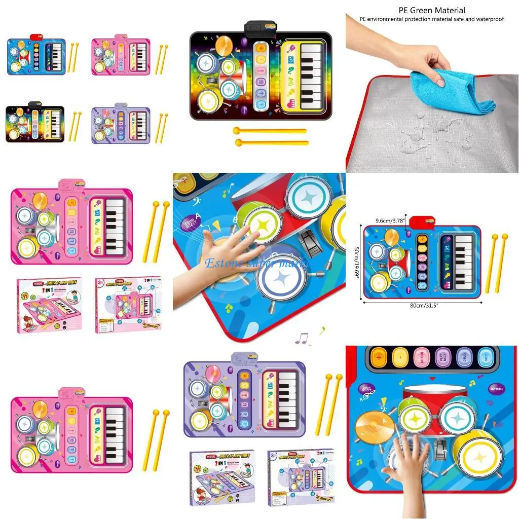 090B Tappetino musicale 2 in 1 Parent Kids per ragazze che combina tastiera pianoforte e batteria